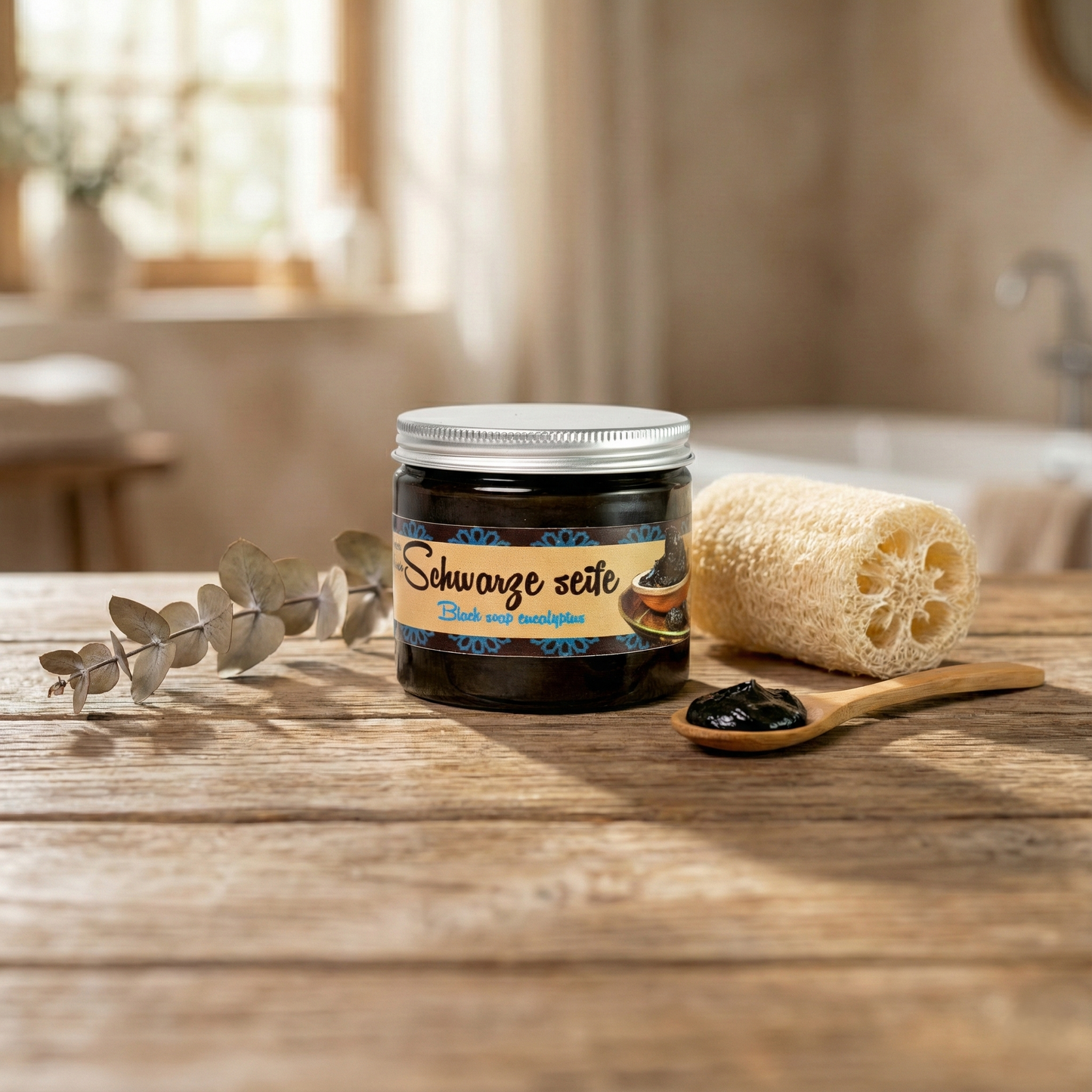Original marokkanische Hammam-Seife (200g) – Schwarze Seife mit Eukalyptus – Ansicht 2